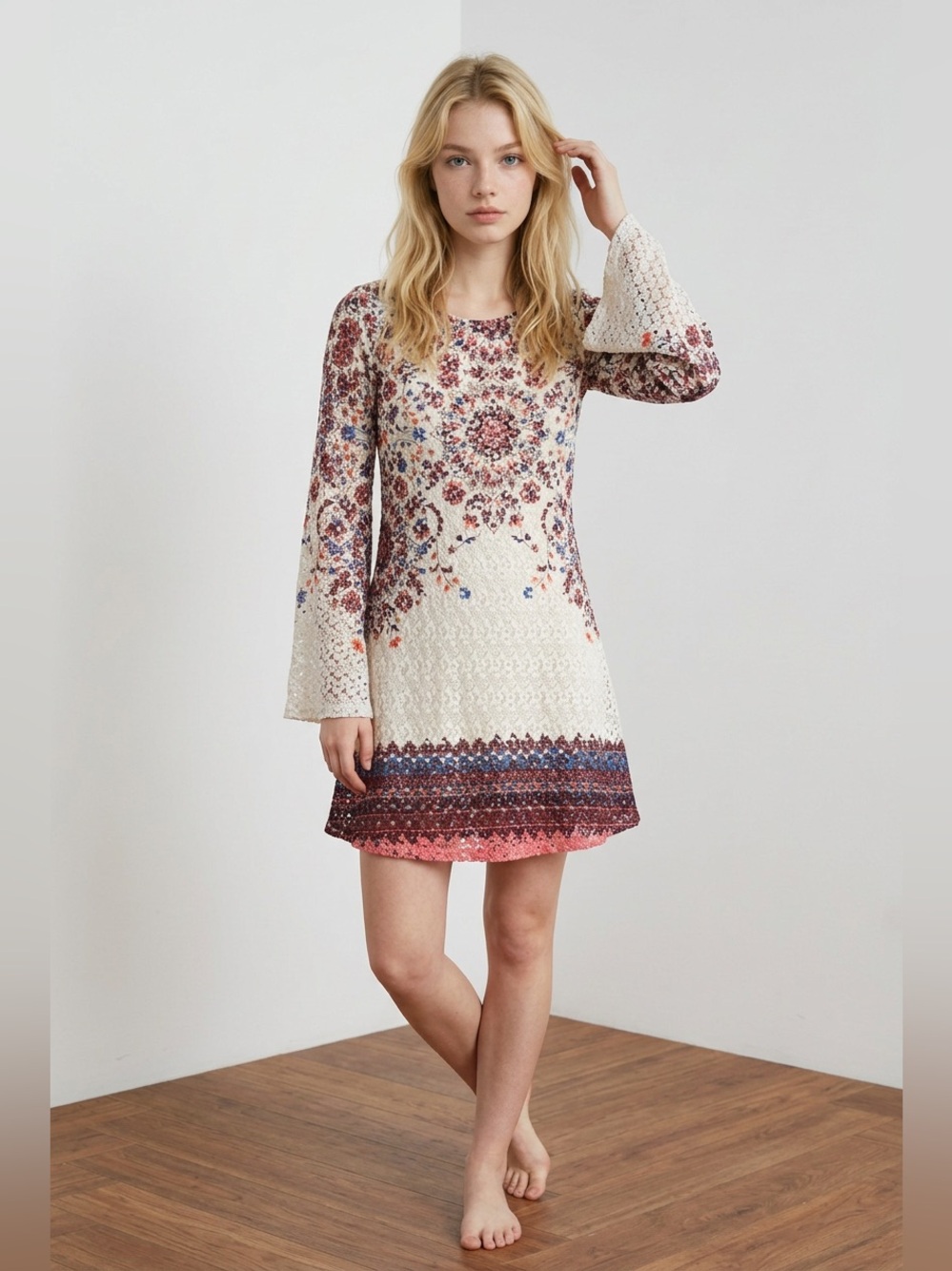 Floral Patterned Crochet Lace Dress